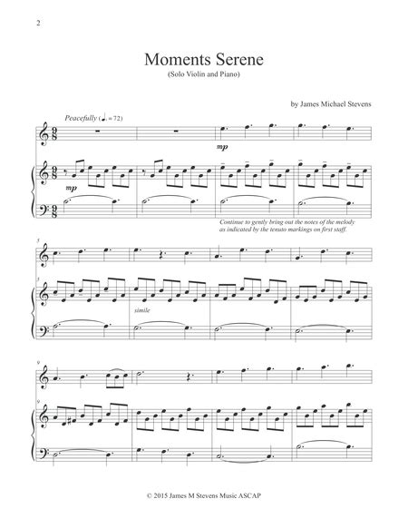  Moments Serene (Solo Violin & Piano) by James Michael Stevens
